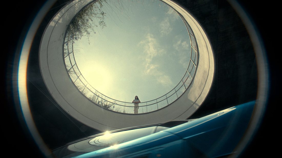 Looking up through a curved structure